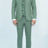 Костюм-тройка светло-зеленый текстурная ткань Вечерние мужские костюмы