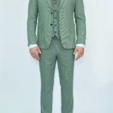 Костюм-тройка светло-зеленый текстурная ткань Вечерние мужские костюмы