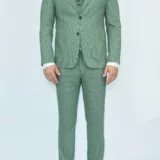 Костюм-тройка светло-зеленый текстурная ткань Вечерние мужские костюмы