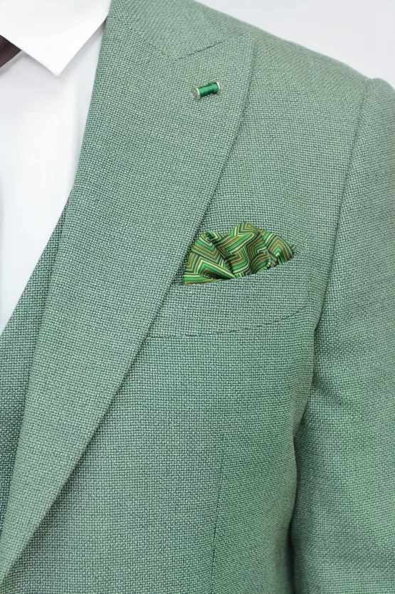 Костюм-тройка светло-зеленый текстурная ткань Вечерние мужские костюмы