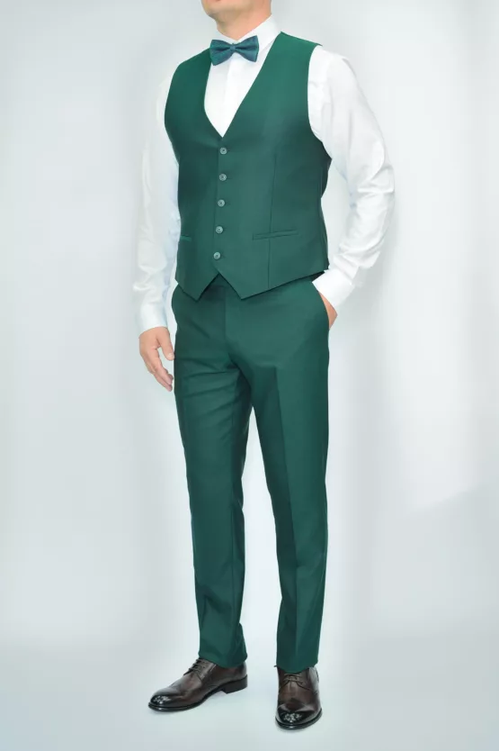 Костюм-тройка насыщенно-зеленого цвета Вечерние мужские костюмы