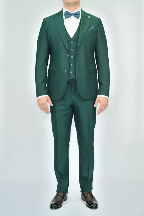 Костюм-тройка насыщенно-зеленого цвета Вечерние мужские костюмы