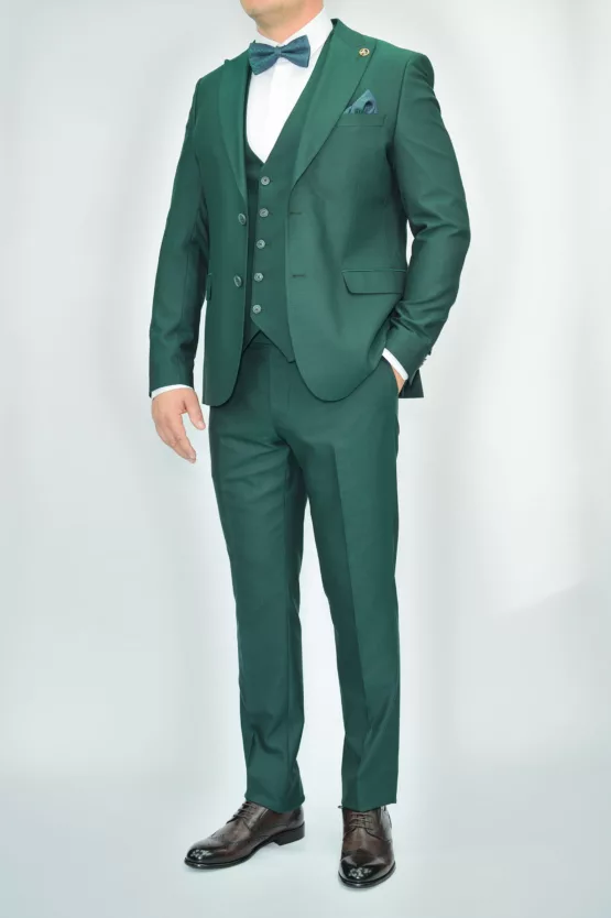 Костюм-тройка насыщенно-зеленого цвета Вечерние мужские костюмы