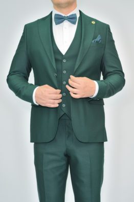 Костюм-тройка насыщенно-зеленого цвета Вечерние мужские костюмы