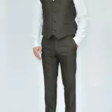 Костюм-тройка шоколадного цвета текстурная ткань Каталог