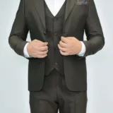 Костюм-тройка шоколадного цвета текстурная ткань Каталог