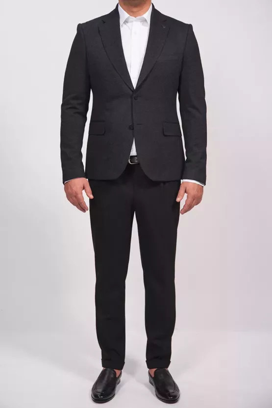 Пиджак полуприталенный графитовый оттенок Каталог