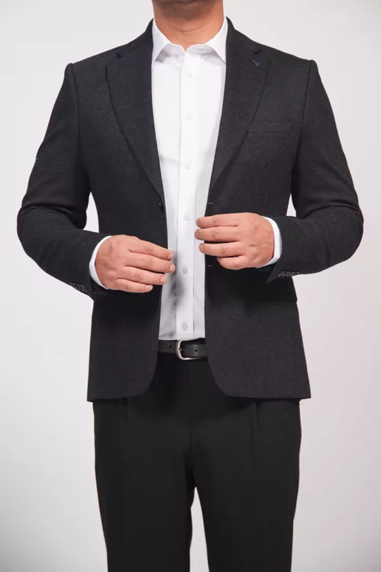 Пиджак полуприталенный графитовый оттенок Каталог