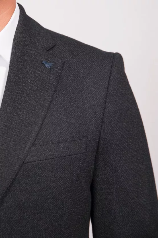 Пиджак полуприталенный графитовый оттенок Каталог