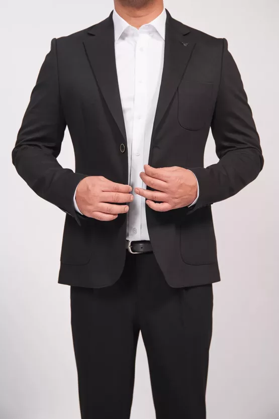 Пиджак матово-черный стрейчевый Каталог