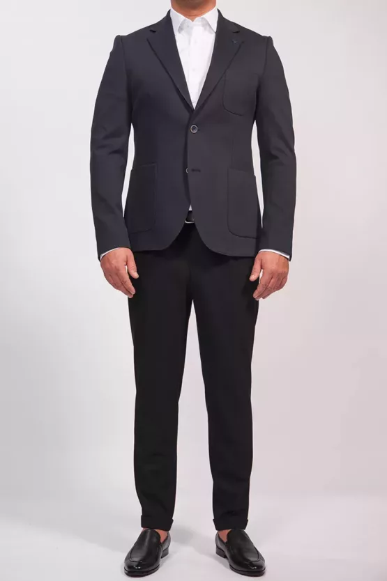 Пиджак матово-синий стрейчевый Каталог