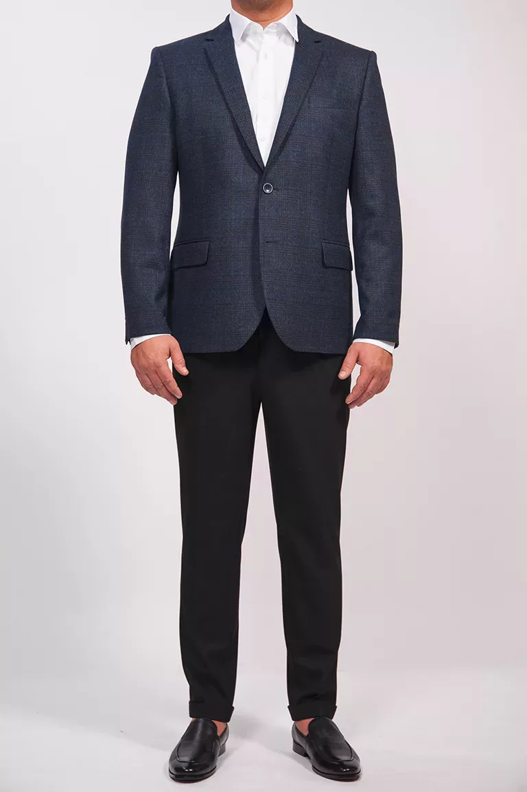 Свободная модель Классический синий пиджак в клетку Каталог