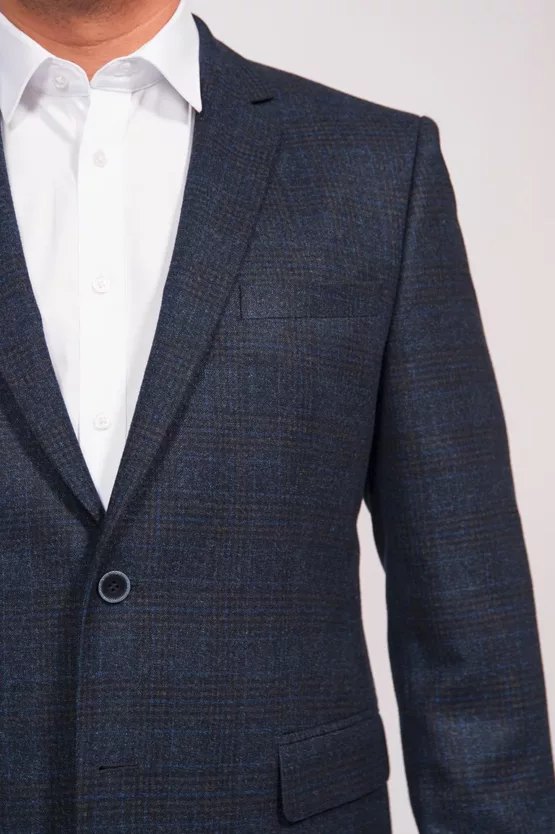 Классический синий пиджак в клетку Каталог