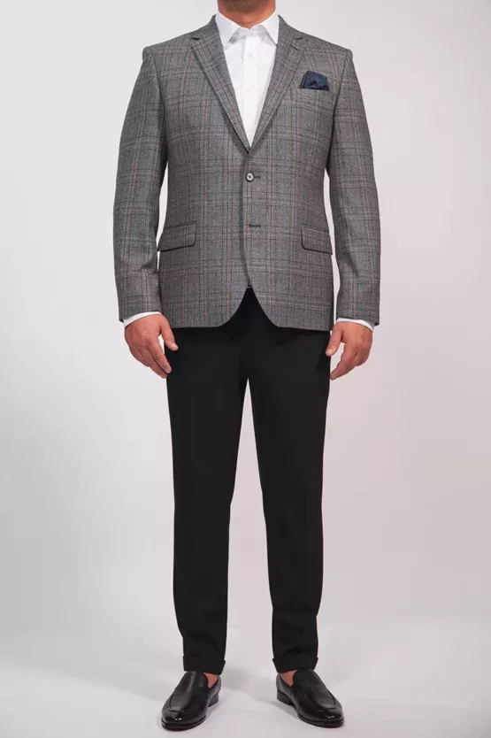 Классический пиджак серого цвета в клетку Каталог