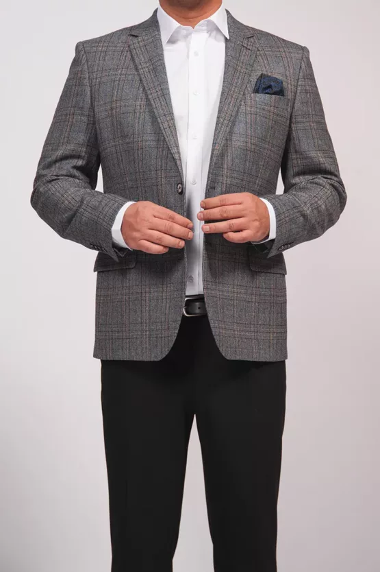 Классический пиджак серого цвета в клетку Каталог
