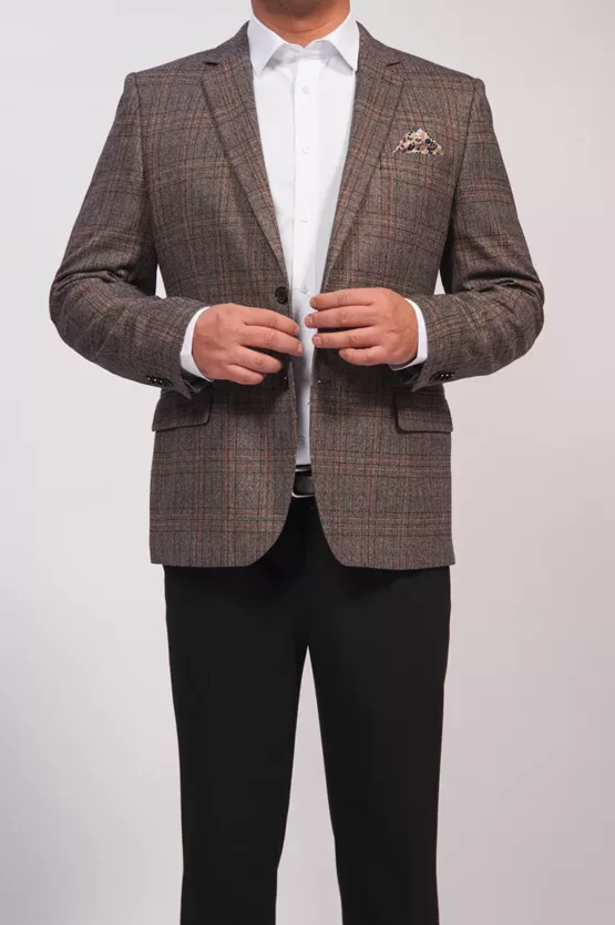 Пиджак классический песочного цвета в клетку Каталог