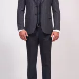 Костюм-тройка синего цвета в полосу Каталог