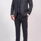 Костюм-тройка синего цвета в полосу Каталог