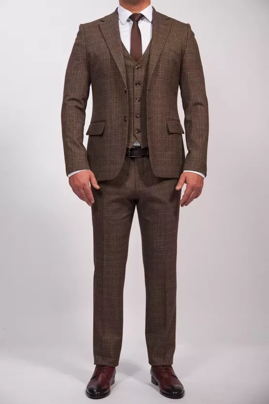 Костюм-тройка в клетку цвет песочный Каталог