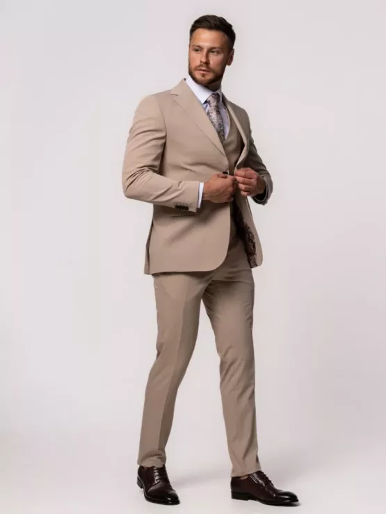Костюм-тройка кремовый оттенок Вечерние мужские костюмы