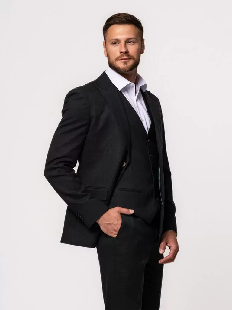 _SLP3623 Костюм-тройка травяной оттенок Вечерние мужские костюмы