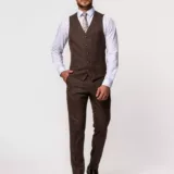 Костюм-тройка цвет молочный шоколад Вечерние мужские костюмы