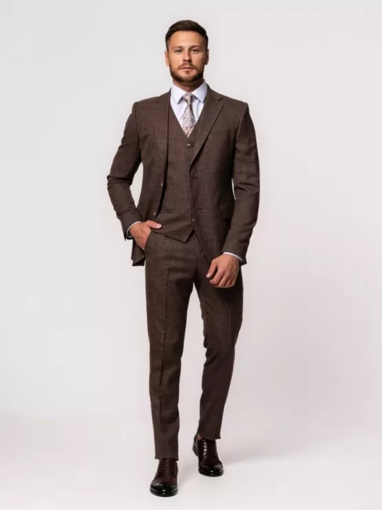 Костюм-тройка цвет молочный шоколад Вечерние мужские костюмы