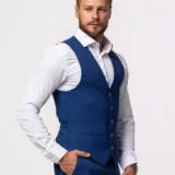 Костюм-тройка голубого цвета Вечерние мужские костюмы