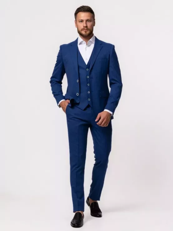 Костюм-тройка голубого цвета Вечерние мужские костюмы