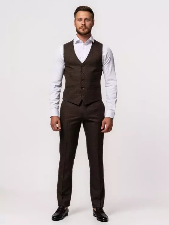 Костюм-тройка коричневый цвет текстурная ткань Каталог