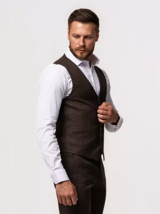 Костюм-тройка коричневый цвет текстурная ткань Каталог