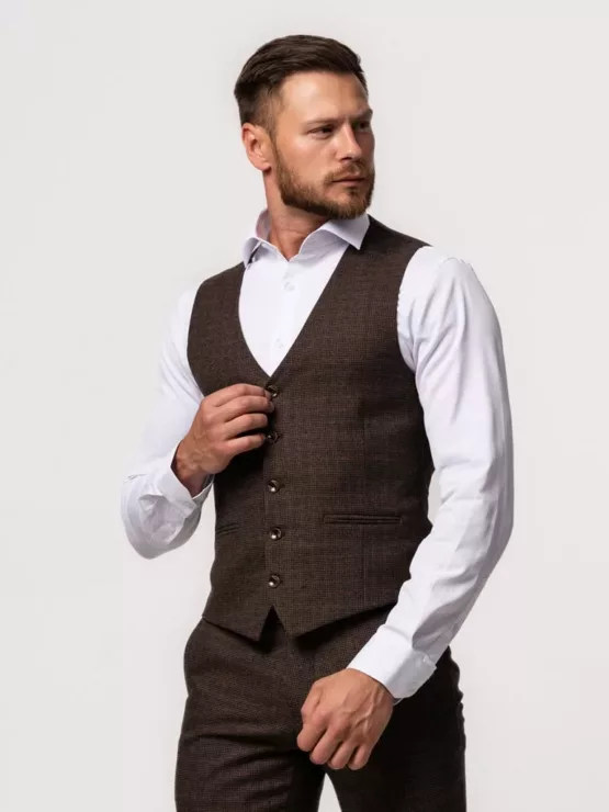 Костюм-тройка коричневый цвет текстурная ткань Каталог