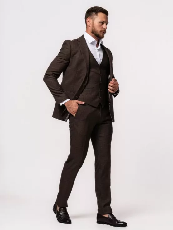 Костюм-тройка коричневый цвет текстурная ткань Каталог