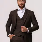Костюм-тройка коричневый цвет текстурная ткань Каталог