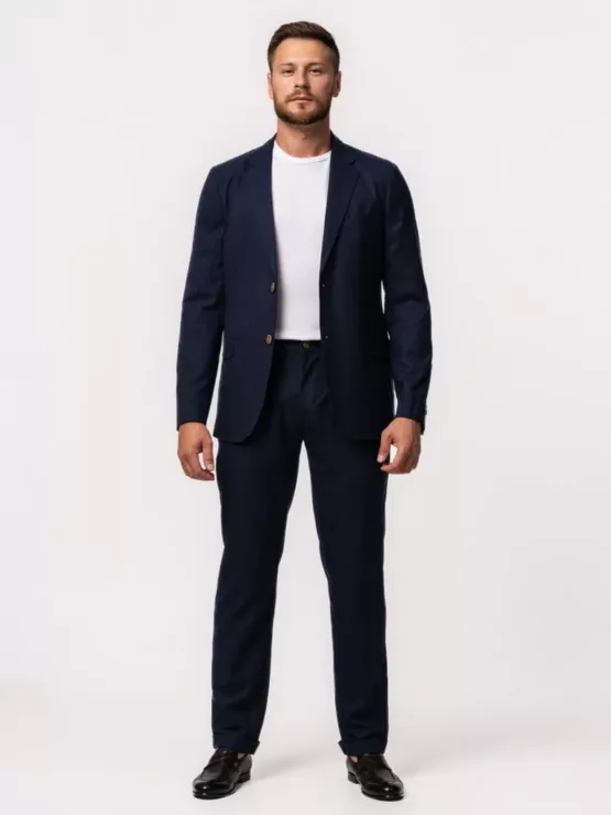 Костюм-двойка синего цвета в полоску Каталог