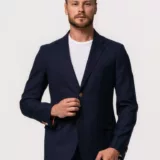 Костюм-двойка синего цвета в полоску Каталог