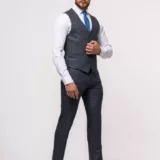 Костюм-тройка серого цвета в клетку Каталог