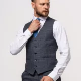 Костюм-тройка серого цвета в клетку Каталог