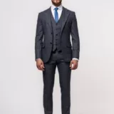 Костюм-тройка серого цвета в клетку Каталог