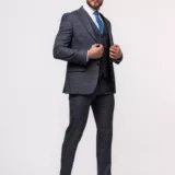 Костюм-тройка серого цвета в клетку Каталог