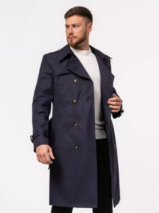 Плащ-тренч чернильно-синего цвета Каталог