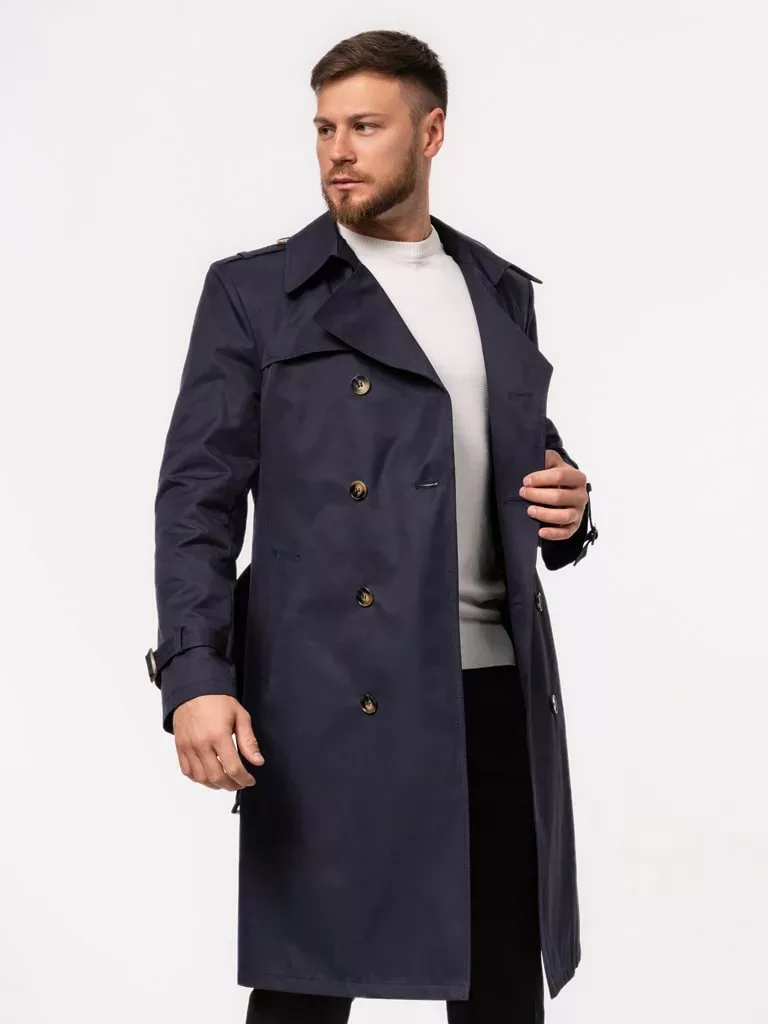 Плащ-тренч чернильно-синего цвета Каталог