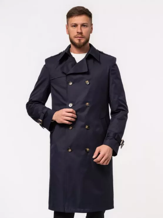 Плащ-тренч чернильно-синего цвета Каталог