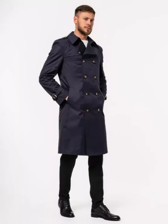 Плащ-тренч чернильно-синего цвета Каталог