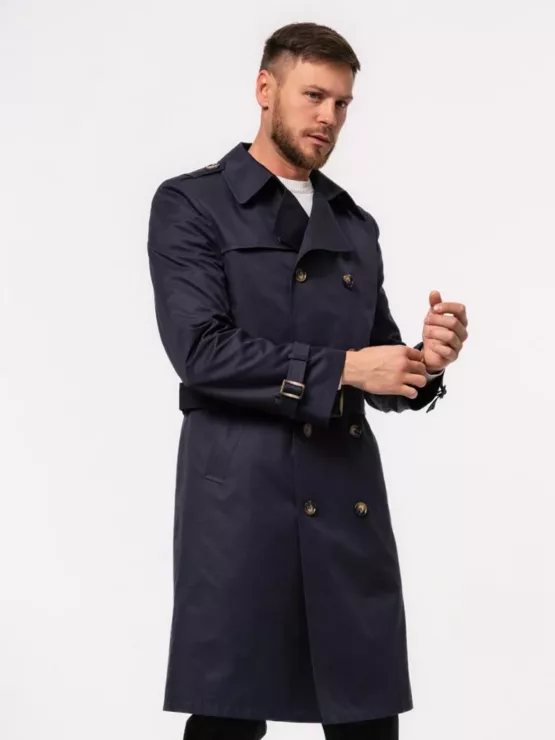 Плащ-тренч чернильно-синего цвета Каталог