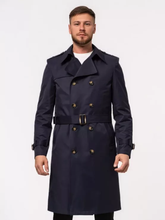 Плащ-тренч чернильно-синего цвета Каталог