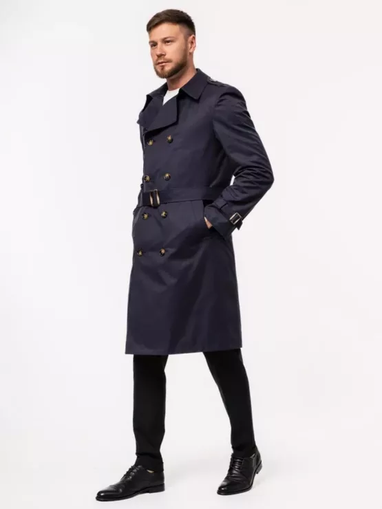 Плащ-тренч чернильно-синего цвета Каталог