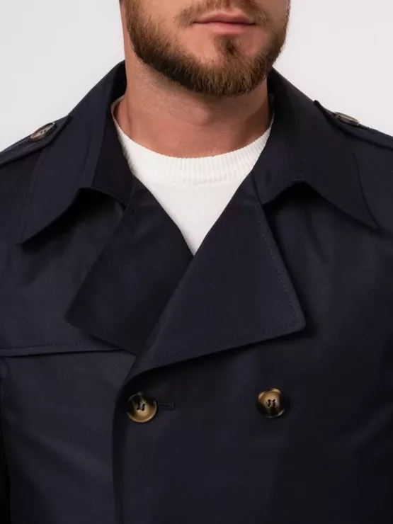 Плащ-тренч чернильно-синего цвета Каталог