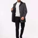 Пальто серое с комбинированным воротом Каталог