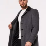 Пальто серое с комбинированным воротом Каталог